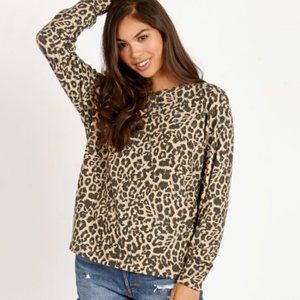LNA Jillian Brushed Leopard Crew Sweatshirt